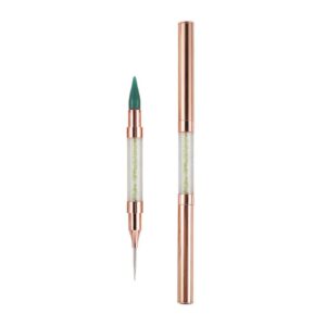 Dual End Rhinestone Pen Tool Nail Rhinestone Picker Dotting Tool,Dual End Rhinestone Pen Tool,Dual Tips Pick Up Applicator with Lid,Crystals Nail Salon Home Use,Nail Salon Home DIY Nails (Green)
