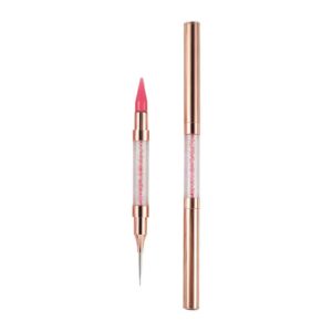 Dual End Rhinestone Pen Tool Nail Rhinestone Picker Dotting Tool,Dual End Rhinestone Pen Tool,Dual Tips Pick Up Applicator with Lid,Crystals Nail Salon Home Use,Nail Salon Home DIY Nails (Pink)