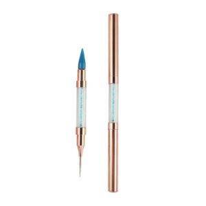Dual End Rhinestone Pen Tool Nail Rhinestone Picker Dotting Tool,Dual End Rhinestone Pen Tool,Dual Tips Pick Up Applicator with Lid,Crystals Nail Salon Home Use,Nail Salon Home DIY Nails (Blue)