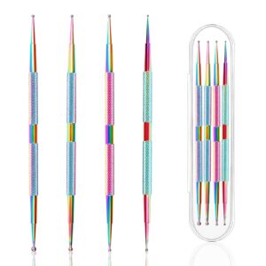 Asofelk 4 Pcs Pattern Tracing Stylus Nail Art Dotting Embossing Tools Pattern Tracing Dotting Tools for Nails,Nail Dotting Tool for Painting Nail Design Pattern Embossing,Nail Art Design Tools