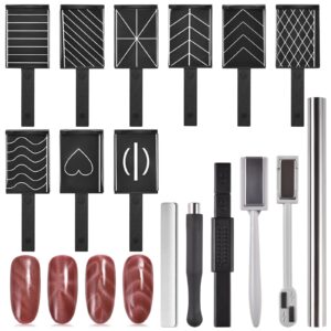 siyuwuro 15PCS Nail Magnet Set Magnetic Nail Tools For Cat Eye Gel Nail Polish Magnet Plate Magnetic Pen For Cat Eye Nails Nail Art Design Tools Cat Eye Magnet Sticks Nail Art Accessories