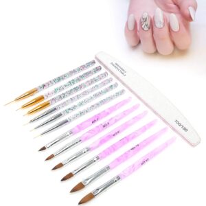 12 Pieces Nail Brush Set Nail Art Painting Drawing Brush Set, DIY Nail Drawing Paint Brush File Manicure Tool Set, For Gel And Acrylic Fingernails Nail Art Manicure Nail