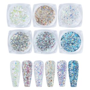 6 Color Nails Powder Sparklings Nails Pigment For Acrylic Nails Polish DIYS Nails Art Decorations