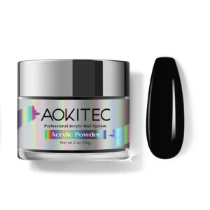 Aokitec 2OZ Acrylic Powder for Nails> Professional Acrylic Nail Powder>Lasting Black Acrylic Powder for Extension French Nail Art> Acrylic Nail Supplies Sets for Nails Beginners or Salon