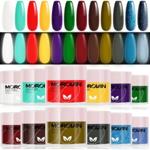 Morovan Nail Acrylic Powder Set – 12 Colors Glow in the Dark Luminous Professional Polymer Powder for Acrylic Nail Extension