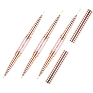ANGNYA Nail Art Liner Brush Set UV Gel Painting Acrylic Nail Design Brush Pen Set Nail Striping Brushes Stripe Acrylic Set with 3 Pieces Multiple Sizes 5mm/7mm/9mm/11mm/14mm/19mm Gold