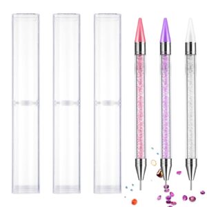 Prasacco 2 Pieces Rhinestone Picker Dotting Pen, Rhinestone Picker Tool Rhinestone Picker Dotting Wax Pen Rhinestone Gems Crystals Studs Picker Wax Pencil Pen Nail Art DIY Decoration Tool