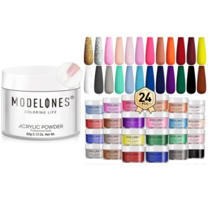 Modelones 2.12oz Clear Acrylic Powder & 24Pcs r Acrylic Powder Set