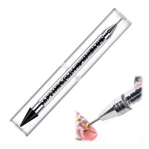 QIUWORE Rhinestone Applicator>Rhinestone Pen>Gem Pick Up Tool>Rhinestone Picker Tool>With Storage Box>Wax Tip Pencil for Jewel Gems Crystals Studs Pickup (Black)