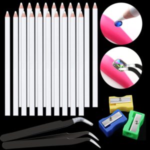 GA&EN Rhinestone Picker Pencil for Nails, 20Pcs 7-inch Rhinestone Pickup Pen Kit for Gem Crystal Nail Art and Diamond Painting with Nail Dotting Tools, Sharpeners, Tweezers
