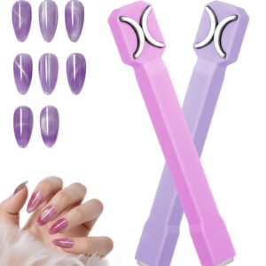 ValueBargain 2pcs 3-in-1 Cat Eye Magnet for Nails>Purple and Pink Multi-function Nail Art Magnet>Cat Eye 3D Gel Upgraded Pens for Salon Studio or Home