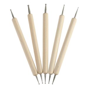 wintefei 5Pcs 2-Way Wooden Nail Art Dotting Dot Pen Painting DIY Manicure Tools