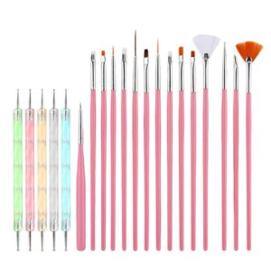 20 PCS Nail Art Pens Set 5 PCS 2 Way Dotting Pen Tool +15 PCS Nail Painting Brushes UV Gel Painting DIY Nail Art Design Dotting Painting Drawing Polish Brush Pen Kit Tools Manicure Tips