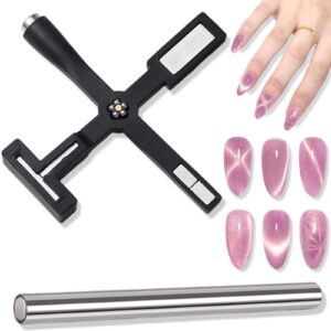 2PCS Nail Magnet Tool Set – 5 in1 Nail Magnet Set With Double-Head>Flower Design Nail Magnet Pens Magnet Stick 3D Magnetic Cat Eye Gel Polish Nail Art