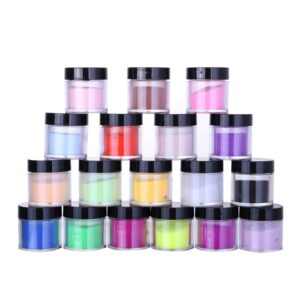 Wdminyy Acrylic Powder 18 Colors Nail Acrylic Powder Sets Art Tips UV Gel Powder Design Decoration 3D Manicure (US in Stock)
