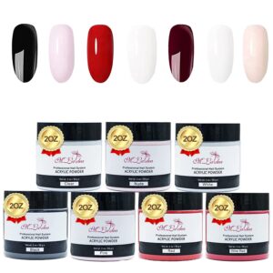 M.Ladea 7 Colors Total 14oz Set Acrylic Powder> 2oz Per Bottle Large Capacity Polymer Powder for Nail Art on Party> DIY> Gifts> No Nail Lamp Needed