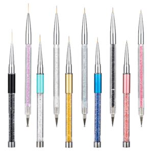 DaveandAthena 10 Pieces Nail Art Liner Brush Pen Set Nail Art Pens Kit Include Liner Brushes and Gel Painting Dotting Pens Size 5/7/9/11/13 mm