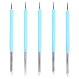 5pcs Silicone Dot Needle Pen Manicure Brush Pen Nail Art Liner Brush Nail Dotting Pen Nail Gel Brush Nail Art Brush Nail Gems Dotting Pen Nail Silicone Brush Nail Brush