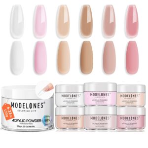 Modelones Upgraded 4.23oz Clear Acrylic Nail Powder & 6 Colors Acrylic Powder Set