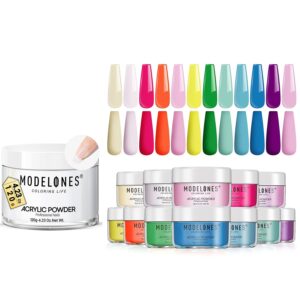 Modelones Clear Acrylic Powder with 12 Colors Pastel Spring Summer Acrylic Nail Powder