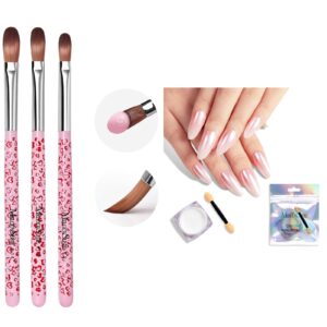 MelodySusie 3Pcs Acrylic Nail Brush Set MelodySusie White Chrome Nail Powder for Gel Nails
