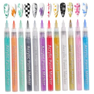 Nail Art Pens Set Nail Art Drawing Pen Nail Art Pens 12PCS 3D Colorful Nail Polish Pens for Womens DIY Graffiti Drawing Nail Art Polish Fine Tip Nail Polish Set for Manicure Tools