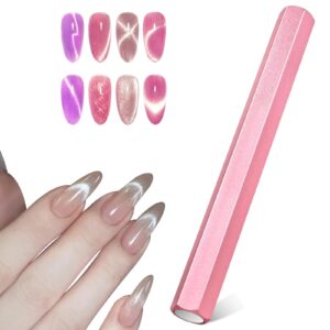 Qianyu Cat Eye Magnet Tool for Nails Double-Head Gel Nail Polish Magnet Pens 3D Wand Hexagonal Stick 3D Magnetic Nail Art Tool for Studio Salon Home DIY Manicure Design Salon Accessories