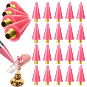 WOKOTO 20 Pieces Red Wax Replacement Head Tips For Rhinestone Picker Tool, Nail Rhinestones Picker Wax Tips Nail Dotting Pen To Pick Up Gem Jewelry, Replacement Wax Head Tips For Rhinestone Tool