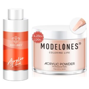 Modelones 4.23oz Cover Nude Blush Acrylic Powder & 4 oz Monomer Acrylic Nail Liquid