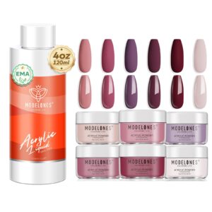 Modelones Red Acrylic Powder Set & 4 oz Monomer Acrylic Nail Liquid