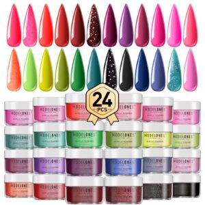 Modelones 24 Colors Acrylic Powder> Red Pink Glitter Acrylic Nail Powder> Blue Green Acrylic Nail Powder> Pigmented Spring Color Acrylic Powder for Nail Art 3D Manicure French Nail> Beginner Friendly