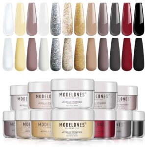 Modelones Acrylic Powder> 12 Colors Acrylic Nail Powder Spring Summer Series> Medium Drying> Pigmented Acrylic Powder Set for Fall Nail Art> 3D Carving> Gifts for Women