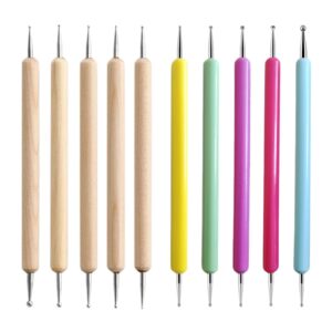 NFRBTD 10 Pcs Nail Dotting Pen Nail Art Dotting Tools, Clay Modeling Tools with Ball Stylus, Mandala Dotting Tools for Drawing Painting Embossing