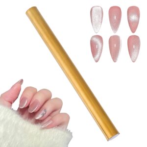 NICENEEDED Cat Eye Nail Polish Magnet Pen>Double-Head Nail Art Magnetic Wand>3D Cat Eye Nail Design Magnet Tool Gold Plated Magnetic Stick for Nail Manicure Design Salon DIY Accessories