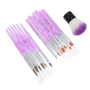 Healeved Professional Nail Art Brush Set 7 6 Crystal Pens 1 Dust Brush for Natural False Nails