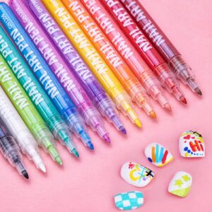 KsopiaVobs Nail Art Pens Set,12 Color Acrylic Nail Polish Pens>Waterproof and Quick-drying Nail Acrylic Paint Pens Drawing Painting Point Liner Pen,DIY Graffiti Nail Pens for Women