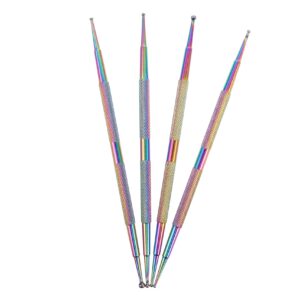 VICASKY Diy Nail Art Tool Kit 4pcs Metal Dotting Pen Multiple Heads Easy to Use for Craft Projects Home Decor