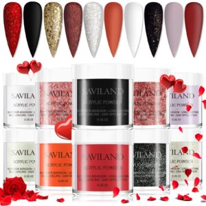 Saviland Acrylic Powder Set – 10 Colors Acrylic Nail Powder Set Dance Queen Professional Red Brown Black Polymer Powder for French Acrylic Nails Extension 3D Nail Carving> Solon DIY Gifts