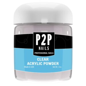P2P Acrylic Powder – Long-Lasting Acrylic Nail Powder – Professional Salon Nail Quality – Great Nail DIY Activity – Ideal Gift for Friends and Family (4oz> Clear)