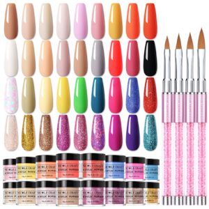 Bundle – NICOLE DIARY 36 Colors Acrylic Powder Set> Acrylic Nail Powder Starter Set for Nail Extension> Nail Carving> Nail Salon & DIY Manicure at Home