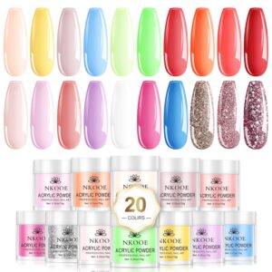NKOOE 20 colors acrylic crystal powder set> unleash your creativity> extend 3D sculpture with nails> home DIY for beginners