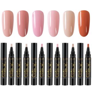 Kalastussaari 6Pcs Nail Polish Pen 6 Colors 8ml 3 In 1 Nail Gel Pen One Step DIY Soak Off UV LED Nail Varnish Nail Art Pens for Women Girls>Style 2