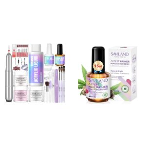 SAVILAND Acrylic Nail Kit with Nail Drill with 2024 Nail Primer No Lift