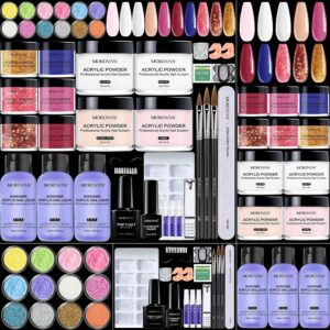 Morovan Acrylic Nail Kit -12 Colors Glitter Acrylic Nail Powder Monomer Acrylic Nail Liquid Acrylic Nail Set With Everthing for Decoration 3D Manicure DIY Acrylic Nails for Nail Art Beginner