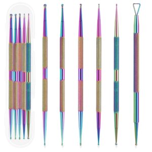 Nail Dotting Tool Kit, 6 Pcs Professional Ball End Nail Art Tools Nail Art Brushes Nail Design Tools Stailess Steel Dotting Pen Tool Rhinestone Picker Tool Pottery Tools Polymer Clay Tools (Colorful)