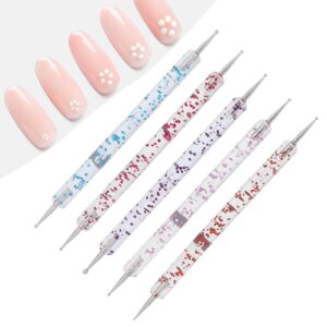 5 Pieces Nail Art Dotting Pen Dual‑Ended Nail Art Brushes, Manicure Picking Pen for Rhinestones Steel Balls Pearls Nail Decoration, DIY Gel Nail Making Dots Design Pen