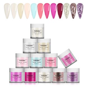 HIGCORAcrylic Nail Powder Acrylic Nail Powder> 12 Colors Acrylic Powder Clear White Colored Glitter