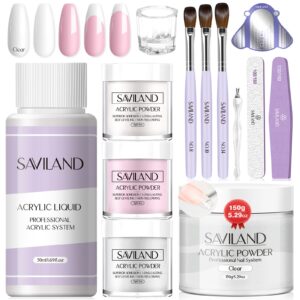 SAVILAND Acrylic Powder and Liquid Set with Manicure Tools Home Salon DIY