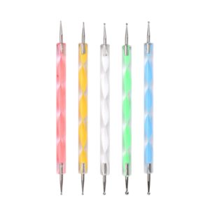 siyuwuro 5Pcs Double-ended Nail Art Dotting Pens 10 Different Diameter Ball End Dots Painting Pen Tool 2 Way Nail Art Design Tools for Nail Decorations Art Stippling Engraving Drawing