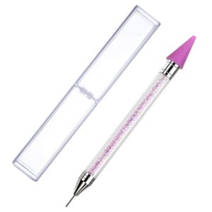 ZXUY Dual Ended Nail Rhinestones Picker Dotting Tools Nail Art Design Dotting Pen,DIY Nail Art Decoration Wax Tip Pencil for Gems Crystals Studs Beads (Acrylic Purple)